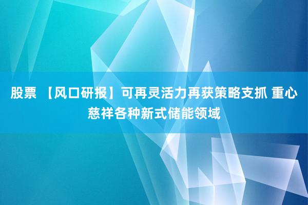 股票 【风口研报】可再灵活力再获策略支抓 重心慈祥各种新式储能领域