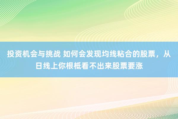 投资机会与挑战 如何会发现均线粘合的股票，从日线上你根柢看不出来股票要涨