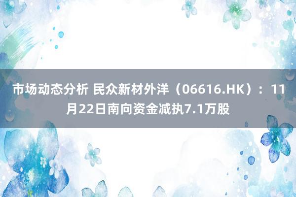 市场动态分析 民众新材外洋（06616.HK）：11月22日南向资金减执7.1万股