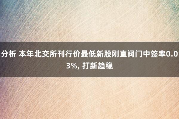 分析 本年北交所刊行价最低新股刚直阀门中签率0.03%, 打新趋稳