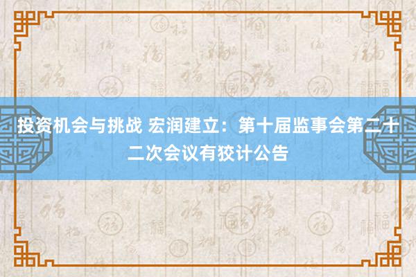 投资机会与挑战 宏润建立：第十届监事会第二十二次会议有狡计公告