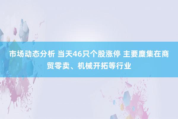 市场动态分析 当天46只个股涨停 主要麇集在商贸零卖、机械开拓等行业