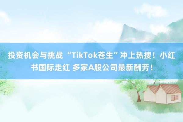 投资机会与挑战 “TikTok苍生”冲上热搜！小红书国际走红 多家A股公司最新酬劳！