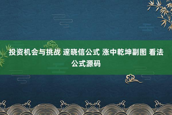 投资机会与挑战 邃晓信公式 涨中乾坤副图 看法公式源码