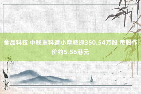 食品科技 中联重科遭小摩减抓350.54万股 每股作价约5.56港元