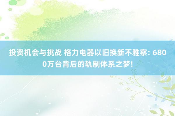 投资机会与挑战 格力电器以旧换新不雅察: 6800万台背后的轨制体系之梦!