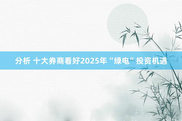 分析 十大券商看好2025年“绿电”投资机遇