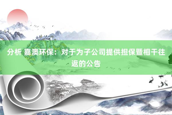 分析 嘉澳环保：对于为子公司提供担保暨相干往返的公告