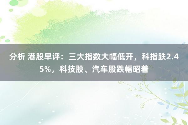 分析 港股早评：三大指数大幅低开，科指跌2.45%，科技股、汽车股跌幅昭着