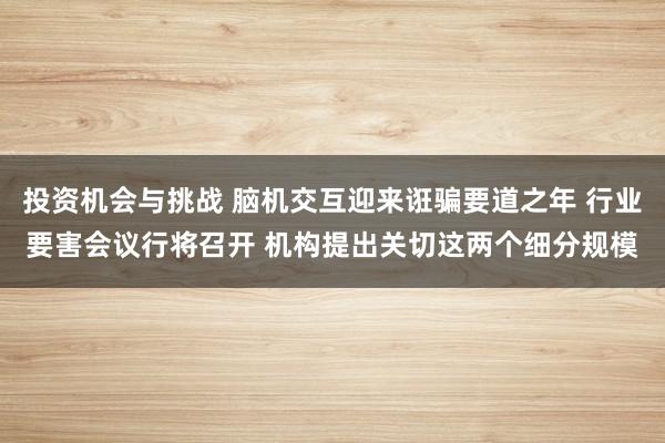 投资机会与挑战 脑机交互迎来诳骗要道之年 行业要害会议行将召开 机构提出关切这两个细分规模