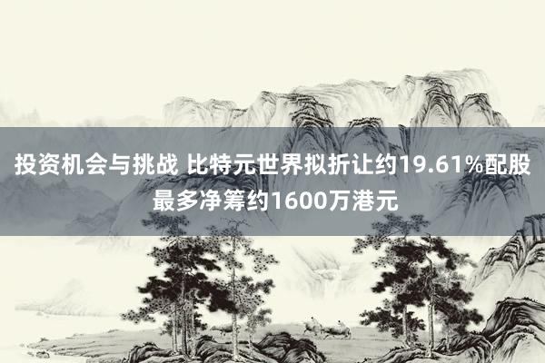 投资机会与挑战 比特元世界拟折让约19.61%配股 最多净筹约1600万港元