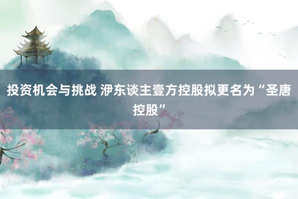 投资机会与挑战 洢东谈主壹方控股拟更名为“圣唐控股”