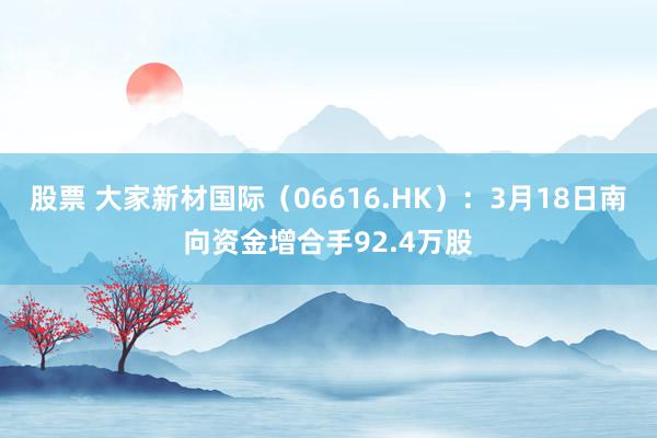 股票 大家新材国际（06616.HK）：3月18日南向资金增合手92.4万股