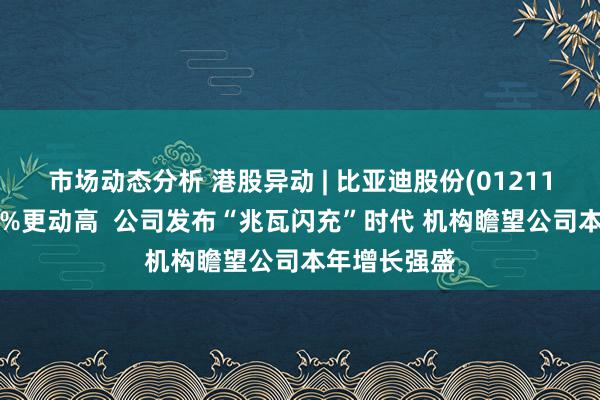 市场动态分析 港股异动 | 比亚迪股份(01211)盘中涨超4%更动高  公司发布“兆瓦闪充”时代 机构瞻望公司本年增长强盛