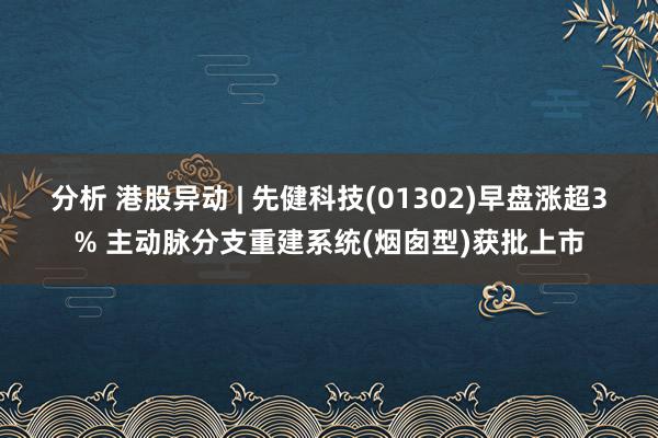 分析 港股异动 | 先健科技(01302)早盘涨超3% 主动脉分支重建系统(烟囱型)获批上市